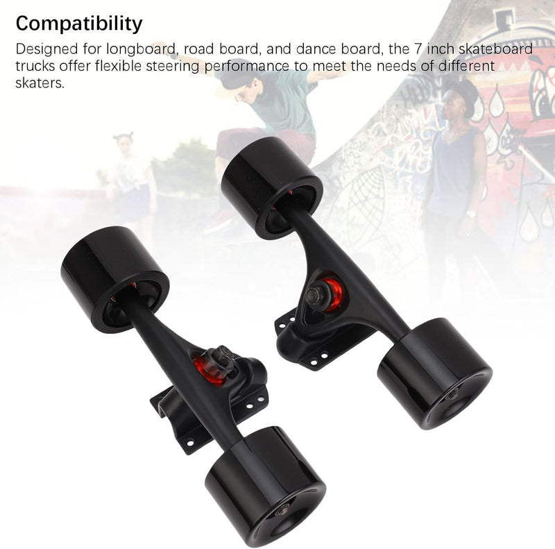 Laden Sie das Bild in Galerie -Viewer, Longboard trucks 7 inch met 65 x 51 mm wielen 2 stuks – complete truck set – skateboard accessoires
