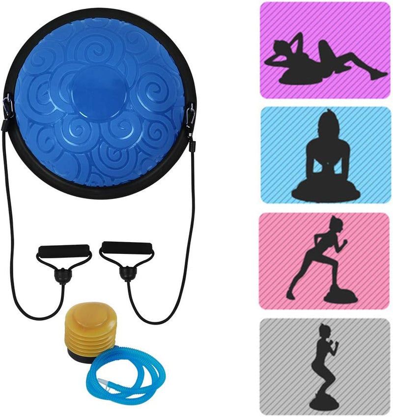 Laden Sie das Bild in Galerie -Viewer, Halve yogabal 46 cm met 2 weerstandsbanden – balanstrainer – core training – stabiliteit
