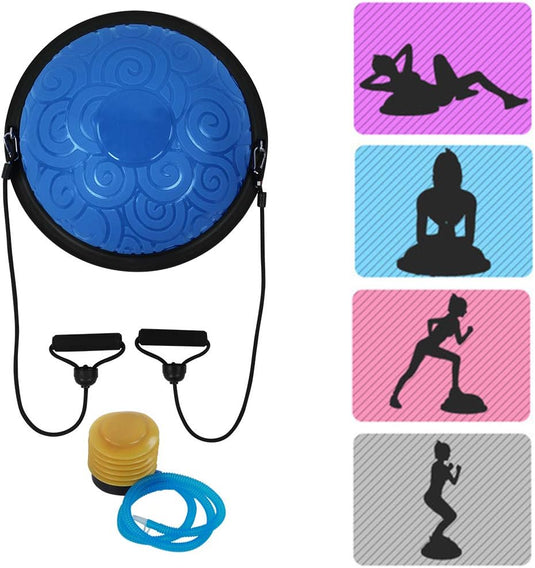 Halve yogabal 46 cm met 2 weerstandsbanden – balanstrainer – core training – stabiliteit