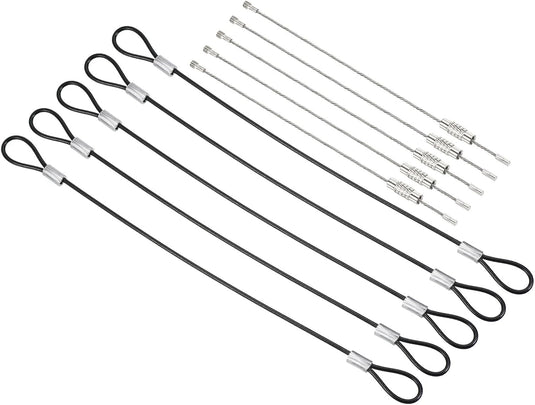 Veiligheidskabel van roestvrij staal met dubbele lus (5 stuks) - Staalkabel beveiliging met schroefverbinding - Borgkabel podiumverlichting & bagage