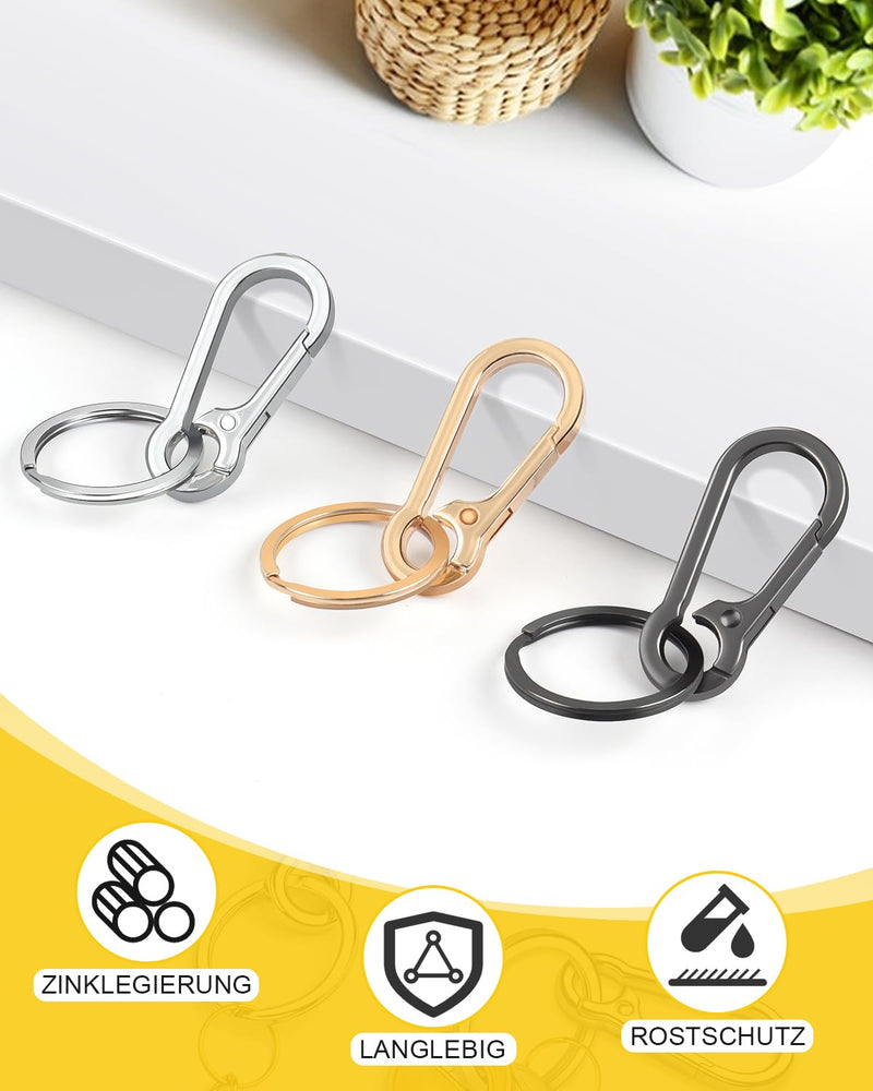 Laad afbeelding in Galerijviewer, Karabiner Sleutelhangers 3 Stuks met Sleutelring 4,7 cm – Sleutelhanger – Karabijnhaak
