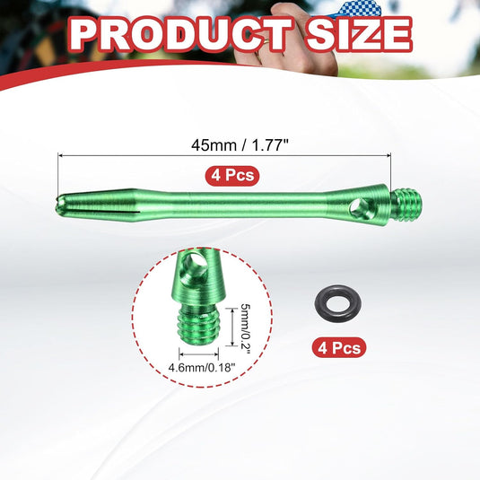 Dartschachten 4 stuks 45 mm van aluminium geel met 2BA schroefdraad – dart shafts – dart accessoires