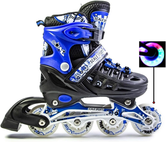 Adjustuble Rolschaatsen met oplichtende wielen voor kinderen en volwassenen - Kids Inline Roller laarzen met opbergtas voor peuters, rolschaatsen voor meisjes, jongens, professionals en