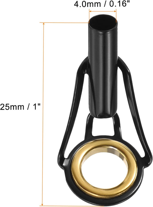 Hengel topogen 3 stuks 1 mm van roestvrij staal zwart-goud – hengeltop reparatieset – visaccessoires
