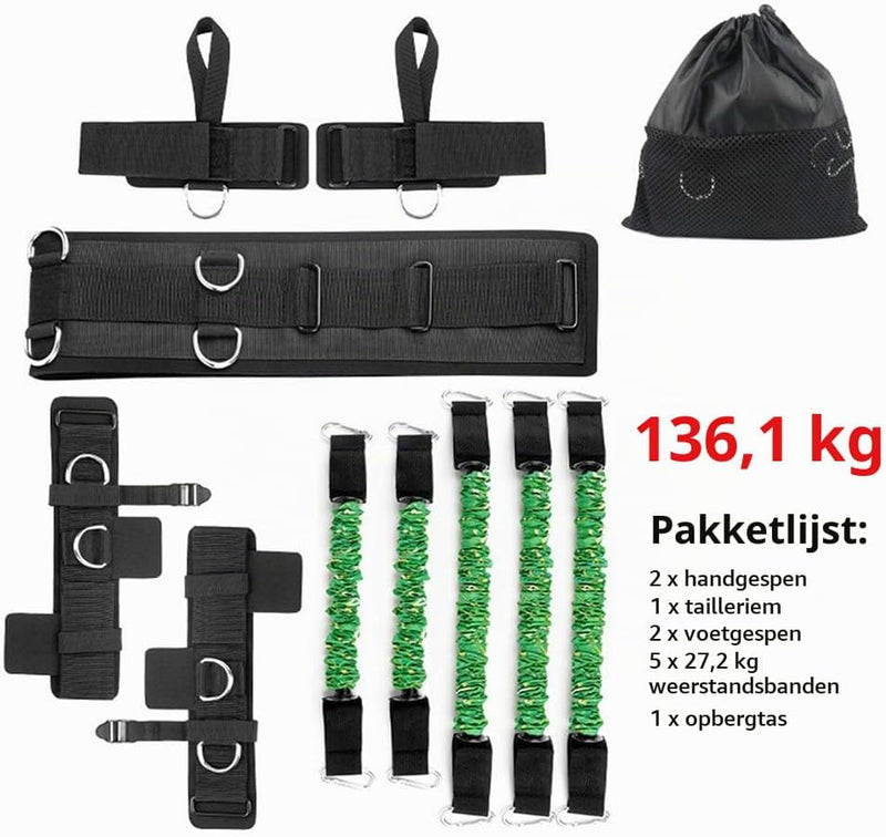 Chargez l'image dans la visionneuse de la galerie, Boks weerstandsbanden set met verstelbare tailleband en enkelbanden voor krachttraining – bokselastieken – explosiviteitstraining
