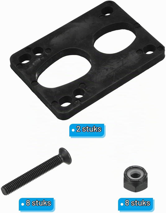 Skateboard riser pads 6 mm 2 stuks met 35 mm schroeven en moeren – shock pads – skate accessoires