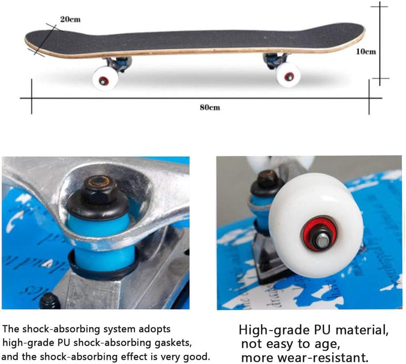 Chargez l'image dans la visionneuse de la galerie, Skateboard 78 x 20 cm met 7-laags esdoorn deck en ABEC-7 lagers – stunt skateboard – beginners
