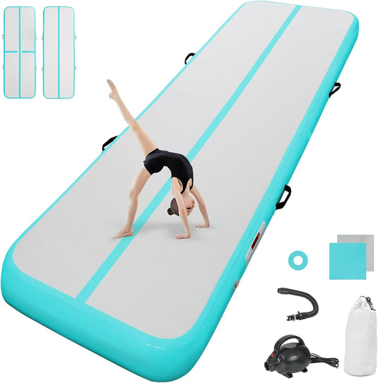 Opblaasbare airtrack 3-6 m – turnmat 10/20 cm met elektrische pomp – voor gymnastiek, tumbling, yoga en taekwondo