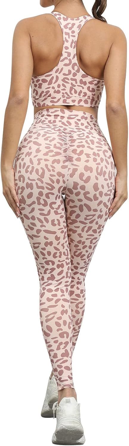 Dames sportlegging met luipaardprint hoge taille en aansluitende pasvorm – fitness legging – yogabroek