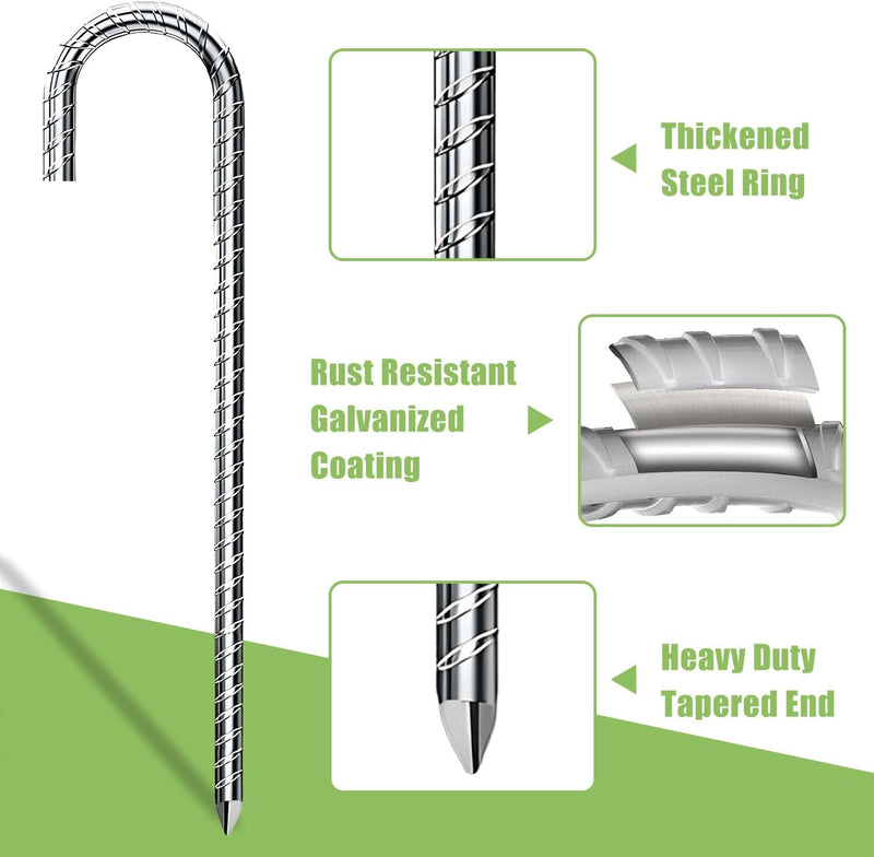 Laden Sie das Bild in Galerie -Viewer, Grondankers 8 stuks 30 cm met J-haak van verzinkt staal – trampoline haringen – stormankers
