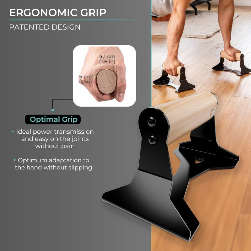 Laad afbeelding in Galerijviewer, Push-up bars met houten handgrepen en antislip stalen frame – opdruksteunen – calisthenics
