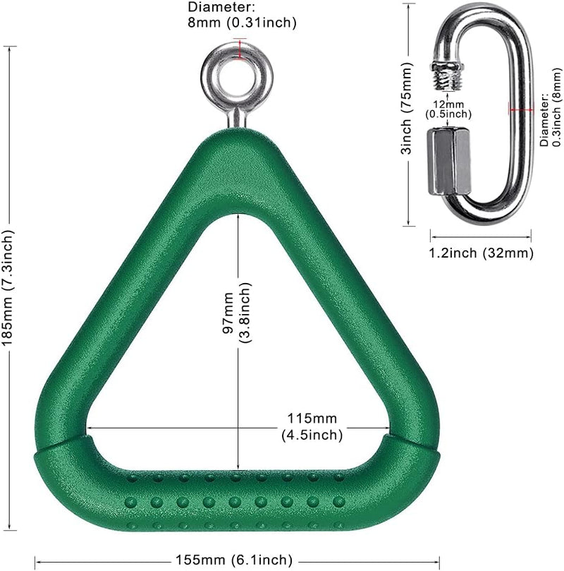 Load image into Gallery viewer, Trapeze ringen 2 stuks met karabijnhaken voor klimrek en schommel – monkey bars – speeltoestel accessoires
