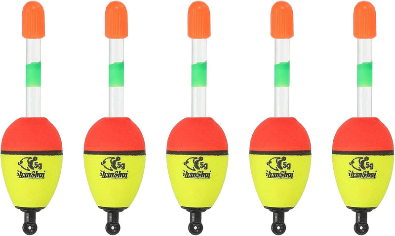 Laad afbeelding in Galerijviewer, Visdobbers 5 stuks 5 gram van EVA geel 86 mm – schuifdobbers – visaccessoires
