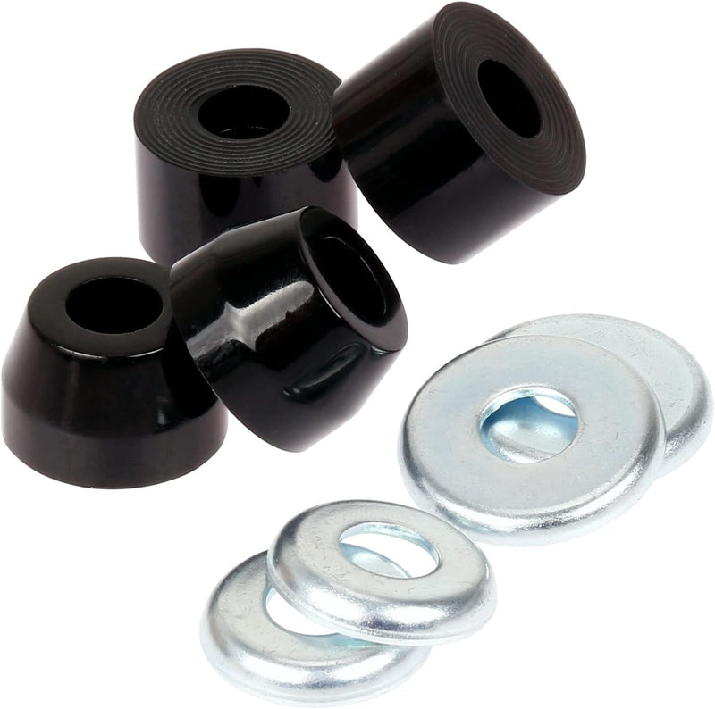 Laden Sie das Bild in Galerie -Viewer, Skateboard bushings 90A 4 stuks met washers zwart – stuurrubbers – longboard skateboard accessoires
