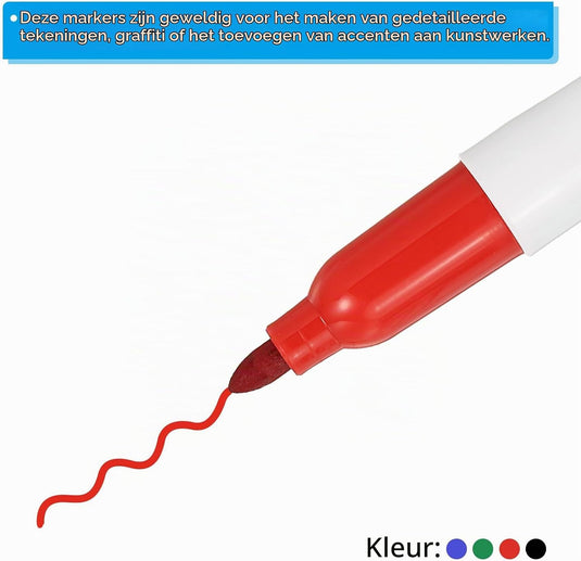 Mini permanente markers 4 stuks met clip in 4 kleuren – golfbal markers – markeerstiften