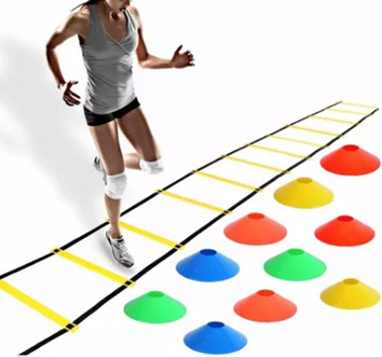 Agility ladder 6 meter met 12 sporten en 10 pionnen – coördinatieladder – snelheidstraining