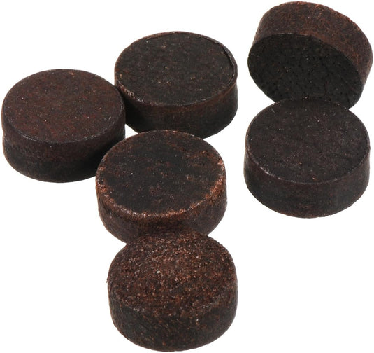 Biljart keu tips 6 stuks 11 mm van rundleer bruin – vervangende pomeransen – biljart accessoires