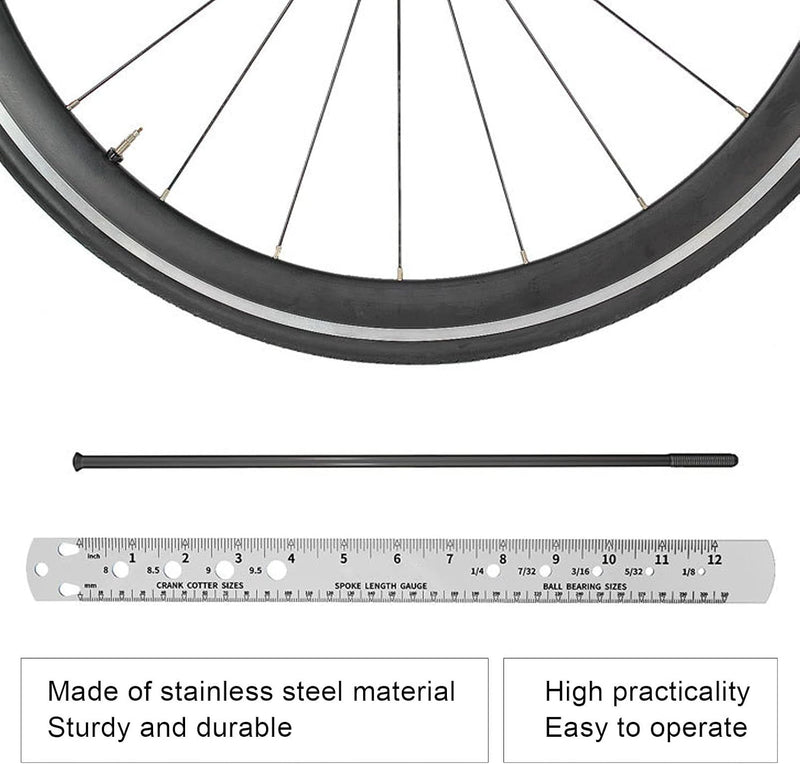 Laden Sie das Bild in Galerie -Viewer, Fahrradspeichenlineal, 360 mm, aus Edelstahl mit beidseitiger Maßskala – Speichenmessgerät – Fahrradpflege
