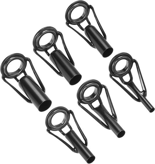 Hengel topogen reparatieset 6 stuks 2-6 mm van roestvrij staal zwart – hengeltop geleiders – visaccessoires