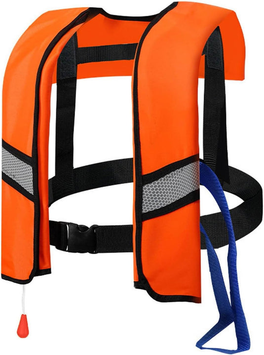 Opblaasbaar reddingsvest met trekkoord reflectoren en fluitje – zwemvest – veiligheidsvest