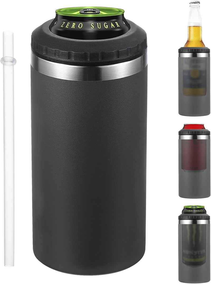 Load image into Gallery viewer, Geïsoleerde blikhouder 16 oz van roestvrij staal – blikkoeler – drinkhouder met rietje
