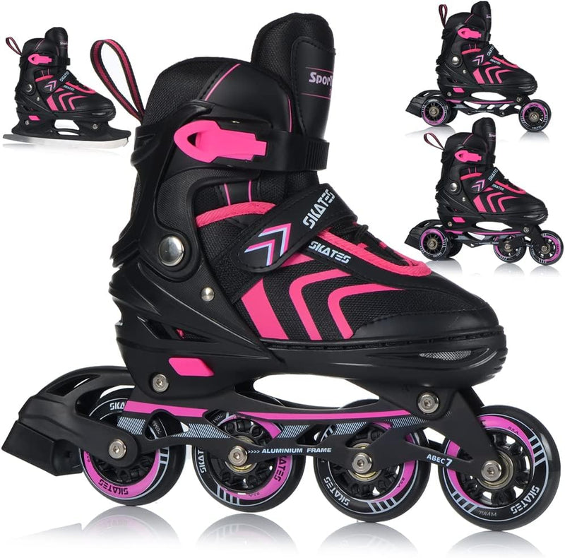 Laad afbeelding in Galerijviewer, Inlineskates, 4-in-1 rolschaatsen, inline skates, schaatsen, verstelbaar, voor kinderen en volwassenen, ABEC7 lagers, maten 29-43
