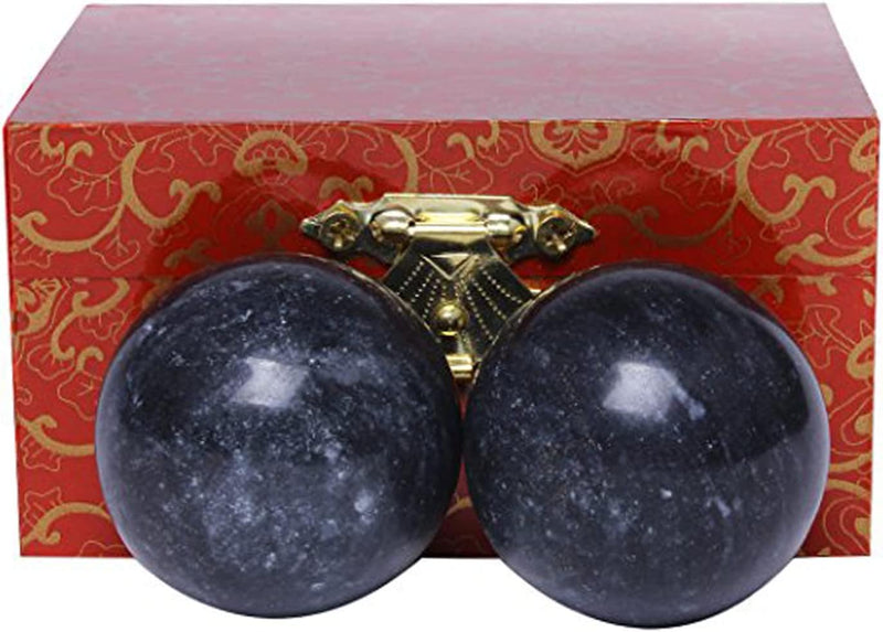 Laden Sie das Bild in Galerie -Viewer, Marmeren baoding ballen 3,5 cm zwart grijs

