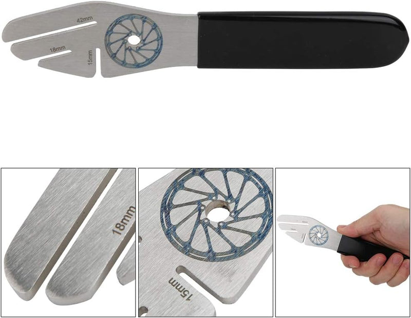 Laden Sie das Bild in Galerie -Viewer, Fiets remschijf richter van roestvrij staal met 3 correctiesleuven en antislip handgreep – rotor richter – schijfremgereedschap
