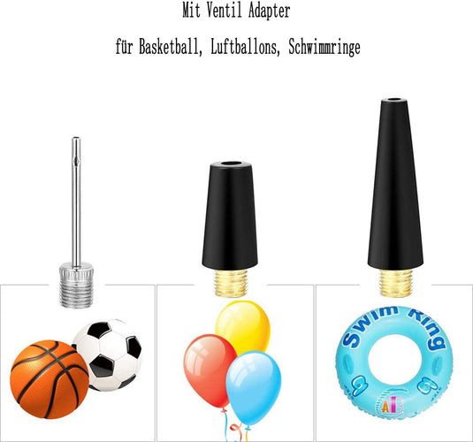Fietsventieladapter, adapter voor alle AV-/DV-/SV-ventielen, opblaasventielen, set voor alle fietspompen, luchtpompen, naalden voor bal-, basketbal en voetbalpompen