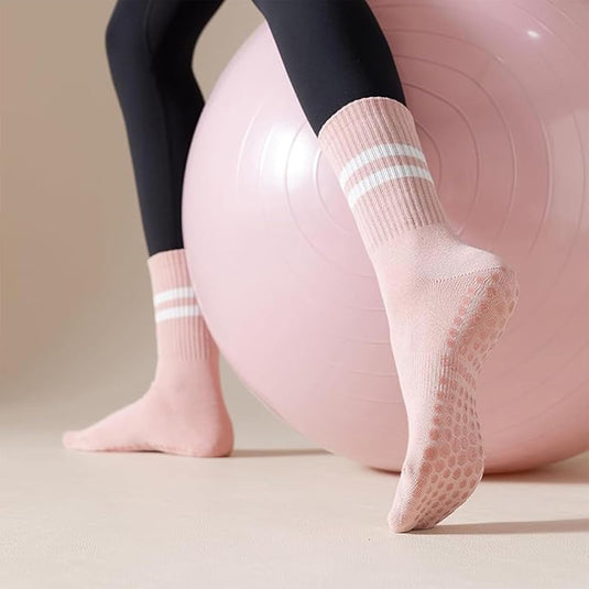 Antislip sokken dames 4 paar maat 35-40 met siliconen grip – yoga pilates trampoline sokken