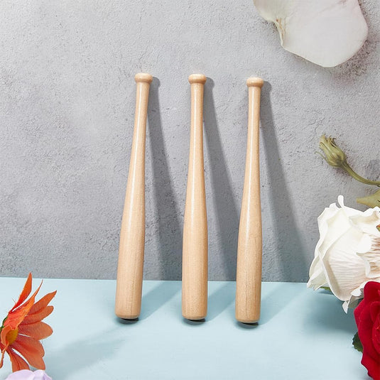 Mini houten honkbalknuppels - 3 stuks - onbewerkt hout - 15 cm