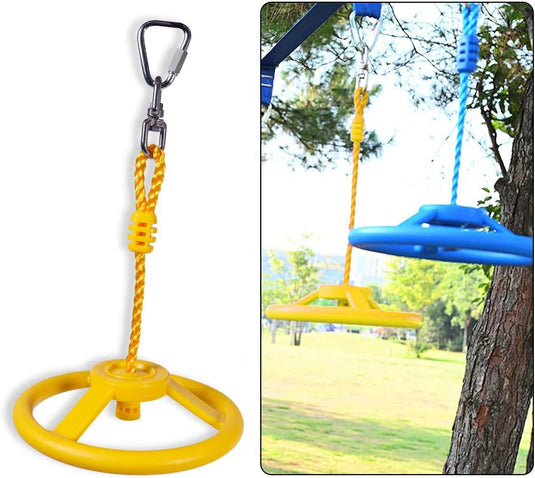 Roue d’escalade Ninja de 26 cm avec mousqueton en métal pour slackline et parcours d’obstacles – roue suspendue – parcours d’escalade