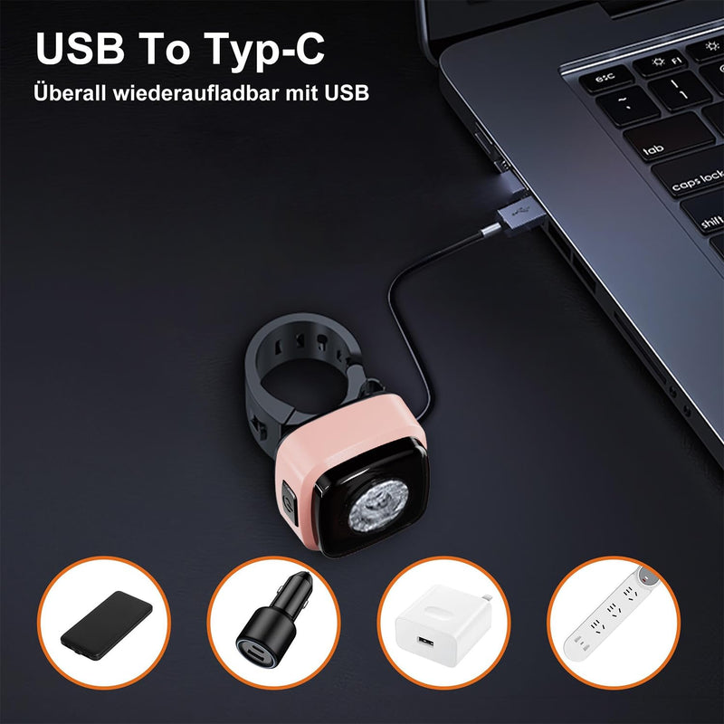 Laden Sie das Bild in Galerie -Viewer, Oplaadbaar fietsvoorlicht USB-C IPX5 waterbestendig met 3 lichtstanden – fietslamp – fietsverlichting
