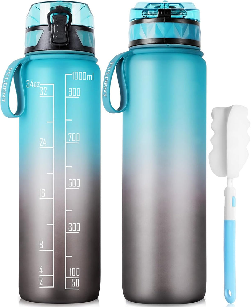 Laden Sie das Bild in Galerie -Viewer, Drinkfles 1 liter BPA-vrij met antislip grip en lekvrije sluiting – waterfles – sportfles
