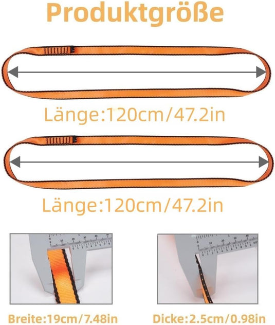 2x klimlus 22 kN – CE-gecertificeerde nylon bandsling 19 mm voor klimmen en redding