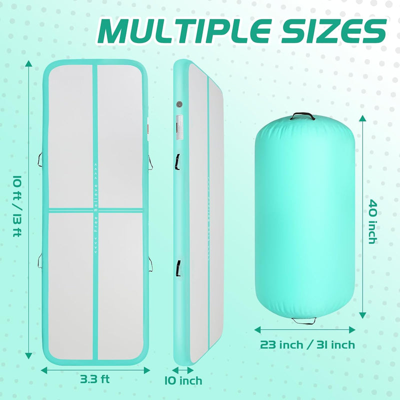Chargez l'image dans la visionneuse de la galerie, Opblaasbare turnmat 3 m met air roller – 10 cm dik – gymnastiekmat met elektrische pomp voor tumbling en cheerleading
