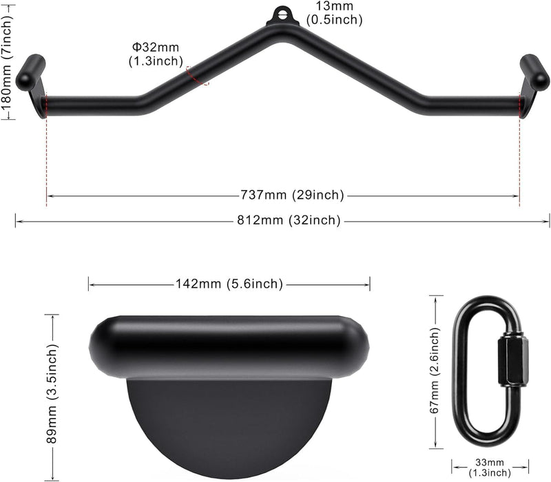 Load image into Gallery viewer, Lat pulldown bar 81 cm with ergonomic handles up to 227 kg - cable bar - fitness accessory
