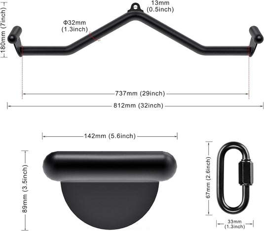 Lat pulldown bar 81 cm with ergonomic handles up to 227 kg - cable bar - fitness accessory