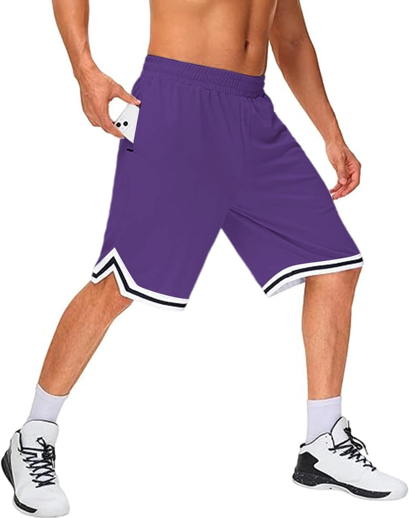 Laden Sie das Bild in Galerie -Viewer, Lange basketbalshort heren van ademend mesh met ritszak – sportshort – fitness broek
