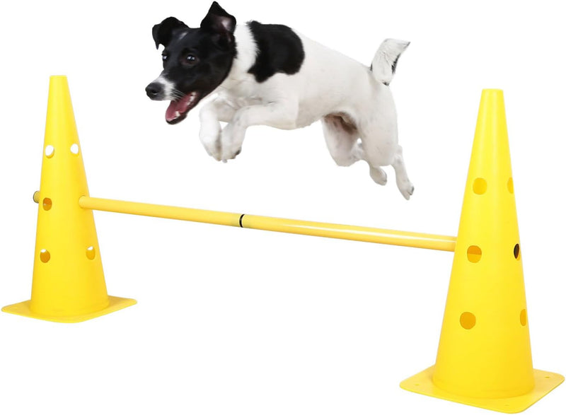 Laden Sie das Bild in Galerie -Viewer, Agility horden set met 6 pylonen en 3 verstelbare stangen geel – hondentraining – behendigheidsset
