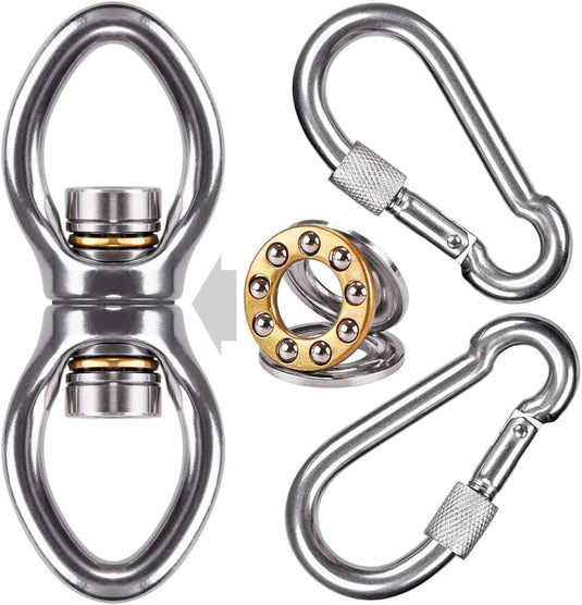 Schommelwartel 360° draaibaar – rvs ophangbeugel met lager voor hangstoel, yogaschommel, klimtouw en hangmat
