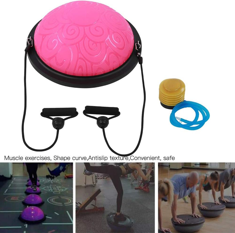 Laden Sie das Bild in Galerie -Viewer, Halve yogabal 46 cm met 2 weerstandsbanden – balanstrainer – core training – stabiliteit
