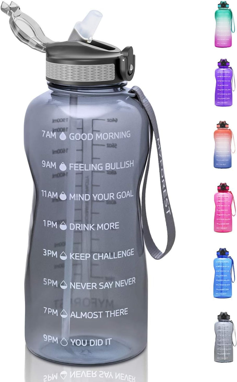 Laad afbeelding in Galerijviewer, MYFOREST Water Bottle 2200 ml Large Sports Bottle 2.2 Litre, 100% Dishwasher Safe Time Marker for Motivational Hydration, BPA Free, Anti-Fall, Flip Up Nozzle
