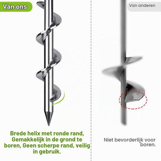 Grondankers 4 stuks 30 cm heavy duty met booradapter – trampoline ankers – stormankers