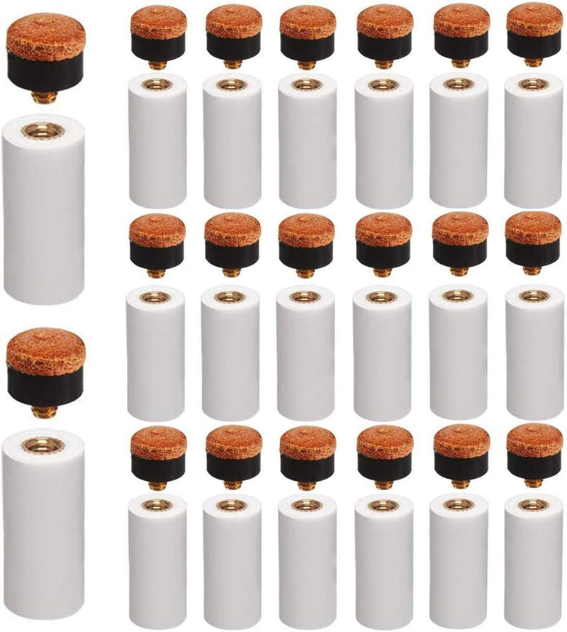 Load image into Gallery viewer, Amacoam Biljartkeu Spitzen 20 stuks 12 mm harde biljartkeu koperen schroef-vervanging tips met poolqueue klemmen voor biljartsticks snooker poolqueues, bruine spelpunten set biljart accessoires
