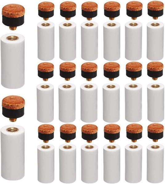 Amacoam Biljartkeu Spitzen 20 stuks 12 mm harde biljartkeu koperen schroef-vervanging tips met poolqueue klemmen voor biljartsticks snooker poolqueues, bruine spelpunten set biljart accessoires