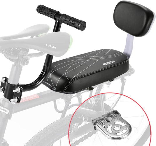 fietszitje achter, zadel met zachte bekleding en rugleuning, voor peuters, kinderen, vrienden, leren bekleding, voor bevestiging op de bagagedrager (set 3)