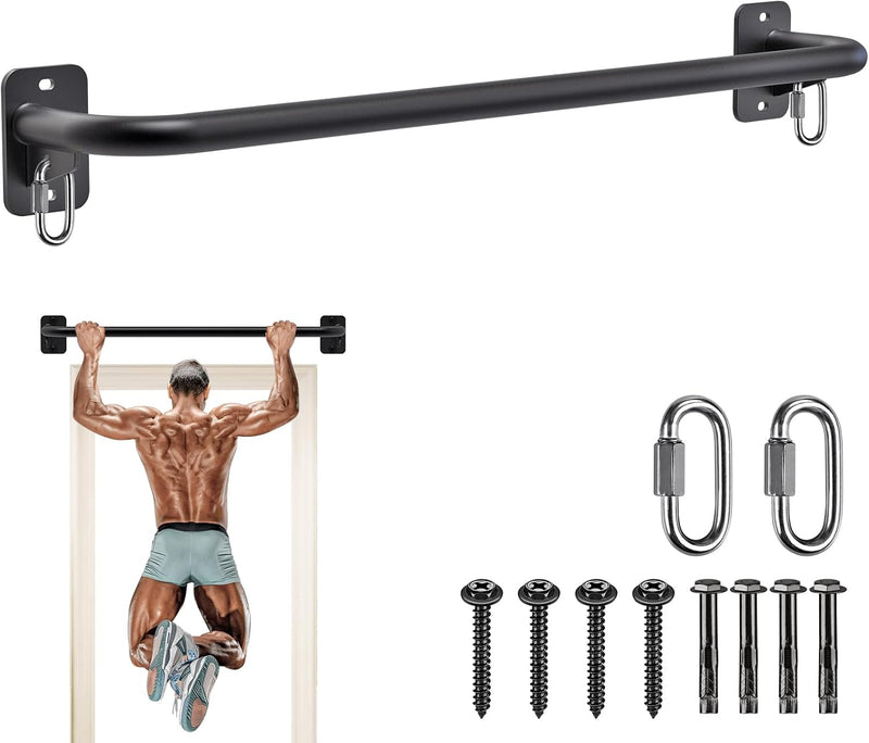 Laden Sie das Bild in Galerie -Viewer, Wandgemonteerde optrekstang met 4 gripposities en accessoireringen tot 227 kg – pull-up bar – krachttraining
