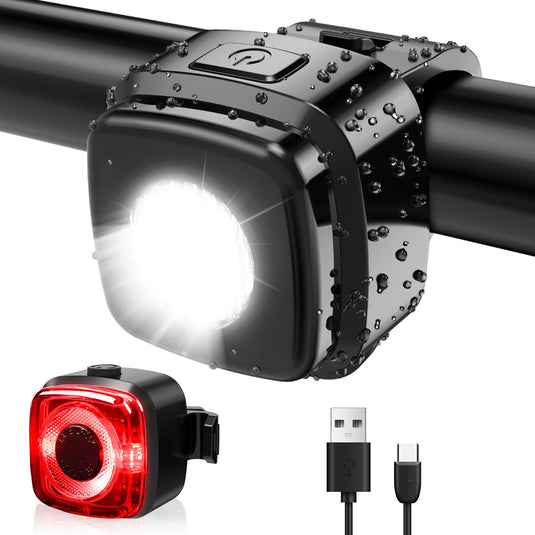 Oplaadbare fietsverlichting set USB-C IPX5 met voor- en achterlicht – fietslamp – LED fietslicht