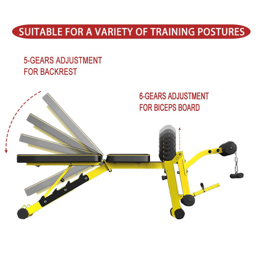 Utility Weight Bench with Leg Extension - Multi-Position Adjustable Bench for Strength Training, Dumbbell Exercise and Ab Workouts